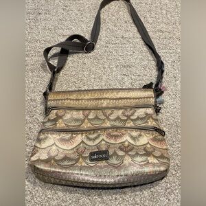 SAKROOTS Sak Crossbody Shoulder Bag Purse Pastel Multicolor Tan Pink Blue Floral